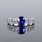 14k Gold 1.39 Ctw Vivid Blue Natural Sapphire & Diamond & Solitaire Ring