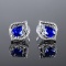 14k Gold 1.57 Ctw Vivid Blue Natural Sapphire & Diamond Earrings