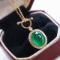 14k Gold 2.90 Ct Vivid Green Natural Emerald & Diamond Necklace