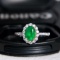 14k Gold 1.59 Ctw Vivid Green Natural Emerald & Diamond Ring