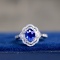 14k Gold 1.93 Ctw Vivid Blue Natural Sapphire & Diamond & Cocktail Ring/pendant