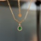 14k Gold 0.65 Ctw Vivid Green Natural Emerald & Diamond Necklace
