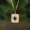 14k Gold 0.43 Ct Natural Sapphire & Diamond Pendant