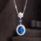 14k Gold 1.17 Ct Vivid Blue Natural Sapphire & Diamond Necklace
