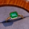 14k Gold 1.78 Ct Vivid Green Natural Emerald & Solitaire Ring