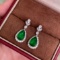 14k Gold 4.79 Ctw Vivid Green Natural Emerald & Diamond Earrings