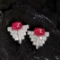 14k Gold 1.68 Ct Natural Ruby & Diamond Earrings