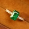 14k Gold 1.91 Ct Natural Emerald & Diamond & Solitaire Ring