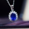 14k Gold 1.29 Ctw Vivid Blue Natural Sapphire & Sapphire Necklace