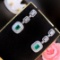 14k Gold 2.76 Ctw Vivid Green Natural Emerald & Diamond Earrings
