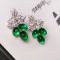 14k Gold 8.12 Ctw Vivid Green Natural Emerald & Diamond Earrings