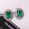 14k Gold 3.29 Ctw Natural Emerald & Diamond Earrings