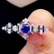 14k Gold 1.36 Ctw Natural Sapphire & Diamond Brooch