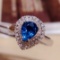 14k Gold 1.10 Ct Natural Sapphire & Diamond & Cocktail Ring
