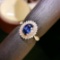 14k Gold 1.16 Ct Natural Sapphire & Diamond & Cocktail Ring