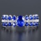 14k Gold 1.18 Ctw Vivid Blue Natural Sapphire & Diamond Ring