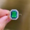 14k Gold 1.33 Ctw Vivid Green Natural Emerald & Diamond Ring