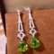14k Gold 6.19 Ctw Natural Tourmaline & Diamond Earrings