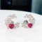 14k Gold 1.81 Ctw Natural Ruby & Diamond Earrings