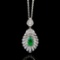 14k Gold 1.09 Ctw Natural Emerald & Diamond Pendant