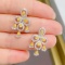 14k Gold 1.70 Ctw Natural Yellow Diamond & Diamond Earrings