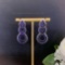 14k Gold 10.34 Ctw Vivid Blue Natural Sapphire & Diamond Earrings