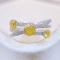 14k Gold 0.84 Ctw Natural Yellow Diamond & Diamond Ring