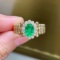 14k Gold 1.01 Ctw Natural Emerald & Diamond Ring