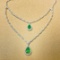 14k Gold 2.38 Ctw Vivid Green Natural Emerald & Diamond Necklace