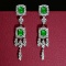 14k Gold 5.27 Ctw Vivid Green Natural Emerald & Diamond Earrings