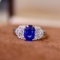 14k Gold 1.28 Ctw Vivid Blue Natural Sapphire & Diamond Ring
