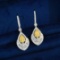 14k Gold 0.88 Ctw Natural Yellow Diamond & Diamond Earrings