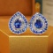 14k Gold 2.14 Ctw Natural Sapphire & Diamond Earrings