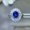 14k Gold 2.06 Ctw Vivid Blue Natural Sapphire & Diamond Ring