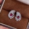 14k Gold 1.33 Ctw Natural Ruby & Diamond Earrings
