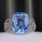 14k Gold 3.64 Ctw Natural Aquamarine & Diamond Ring