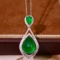 14k Gold 4.66 Ctw Vivid Green Natural Emerald & Diamond Pendant