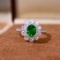 14k Gold 1.87 Ctw Vivid Green Natural Tsavorite & Diamond Ring