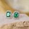 14k Gold 2.89 Ctw Vivid Green Natural Emerald & Diamond Earrings