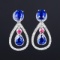 14k Gold 1.71 Ctw Natural Sapphire & Diamond Earrings