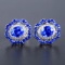 14k Gold 3.55 Ctw Vivid Blue Natural Sapphire & Diamond Earrings