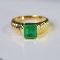 14k Gold 1.91 Ct Vivid Green Natural Emerald & Solitaire Ring