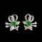 14k Gold 1.4 Ctw Vivid Green Natural Emerald & Diamond Earrings