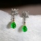 14k Gold 1.90 Ctw Vivid Green Natural Emerald & Diamond Earrings