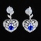 14k Gold 1.50 Ctw Vivid Blue Natural Sapphire & Diamond Earrings