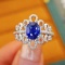 14k Gold 1.72 Ctw Natural Sapphire & Diamond Ring