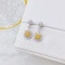 14k Gold 0.80 Ctw Natural Yellow Diamond & Diamond Earrings