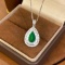14k Gold 2.8 Ctw Vivid Green Natural Emerald & Diamond Pendant
