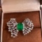 14k Gold 5.11 Ctw Vivid Green Natural Emerald & Diamond Ring
