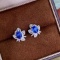 14k Gold 2.11 Ctw Natural Sapphire & Diamond Earrings